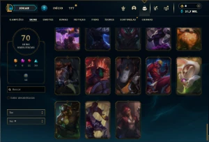 Unranked com 100 Champs e 70 Skins ( MID / TOP / JG ) - League of Legends LOL