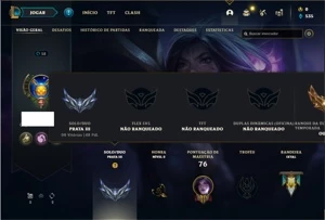 Conta prata 3 com 42 Champs e 14 Skins + 10 Fragmentos - League of Legends LOL