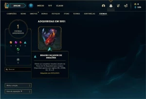 Conta prata 3 com 42 Champs e 14 Skins + 10 Fragmentos - League of Legends LOL