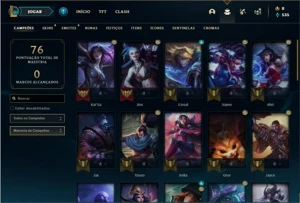 Conta prata 3 com 42 Champs e 14 Skins + 10 Fragmentos - League of Legends LOL