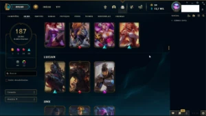 Prata 2 com 187 skins - League of Legends LOL