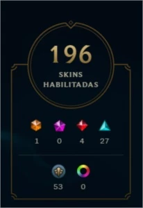 Conta League of Legends com 196 Skins LOL