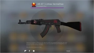 Skin AK-47 - Red line (Linhas vermelhas) FT c/ adesivos - Counter Strike CS