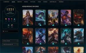 Conta no League of Legends 1231 skins - PLAT 4 LOL