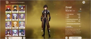 AR 28: Zhongli, Diluc, Mona c1, Qiqi e Lança de Jade - Genshin Impact