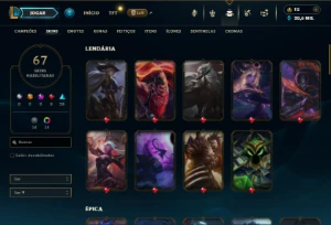 Esmeralda 4 com 70 Champs e 67 Skins (TOP / MID) - League of Legends LOL