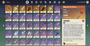 Conta Genshin Impact Ar55 Com 8 T5 + 7 Armas T5 Hutao+Homa
