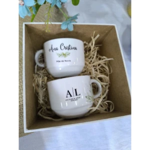 Kit 2 Xícaras e Caixa MDF Personalizadas - Artesanato e Personalizados