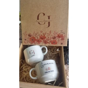 Kit 2 Xícaras e Caixa MDF Personalizadas