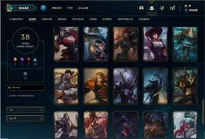Conta diamante 1 com 89 PDL, 96 Champs e 38 Skins - League of Legends LOL
