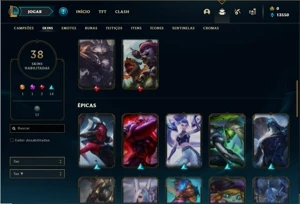 Conta diamante 1 com 89 PDL, 96 Champs e 38 Skins - League of Legends LOL