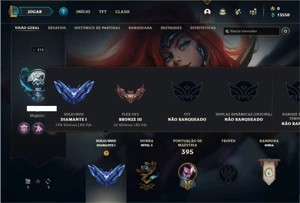 Conta diamante 1 com 89 PDL, 96 Champs e 38 Skins - League of Legends LOL