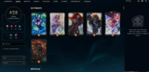 Conta lol final de 2015, com 428 skins, Esmeralda I e +