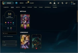 Conta prata 3 com 75 Champs, 30 skins, 6 Cromas, 115 Icones, - League of Legends LOL