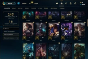 Conta prata 3 com 75 Champs, 30 skins, 6 Cromas, 115 Icones, - League of Legends LOL