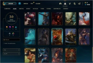 Conta prata 3 com 75 Champs, 30 skins, 6 Cromas, 115 Icones, - League of Legends LOL