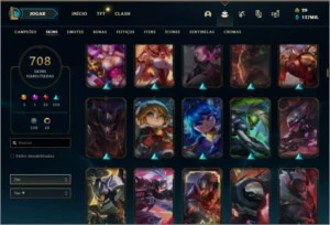 708 skins, todos os champs 130k EA - League of Legends LOL