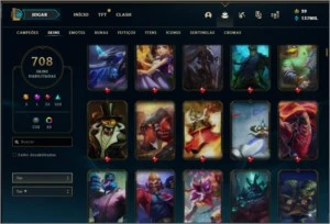 708 skins, todos os champs 130k EA - League of Legends LOL