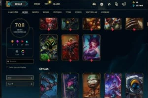 708 skins, todos os champs 130k EA - League of Legends LOL