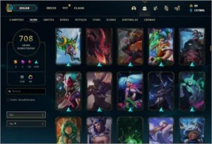 708 skins, todos os champs 130k EA - League of Legends LOL