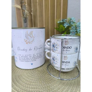 Torre com 2 Xícaras Personalizadas - Artesanato e Personalizados