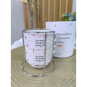 Torre com 2 Xícaras Personalizadas - Artesanato e Personalizados