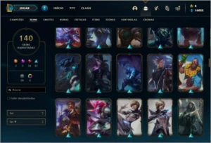 Conta ouro 1 com TODOS os champs, 140 skins + 2 Prestigios - League of Legends LOL