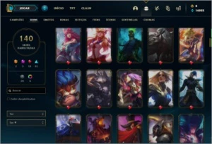 Conta ouro 1 com TODOS os champs, 140 skins + 2 Prestigios - League of Legends LOL