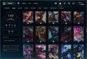 Conta ouro 1 com TODOS os champs, 140 skins + 2 Prestigios - League of Legends LOL