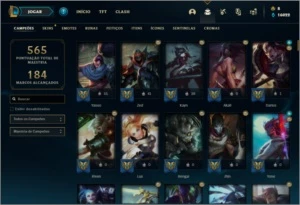 Conta ouro 1 com TODOS os champs, 140 skins + 2 Prestigios - League of Legends LOL