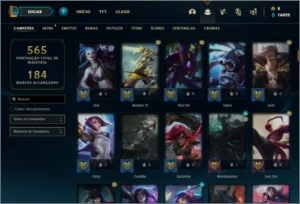 Conta ouro 1 com TODOS os champs, 140 skins + 2 Prestigios - League of Legends LOL