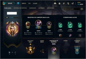 Conta ouro 1 com TODOS os champs, 140 skins + 2 Prestigios - League of Legends LOL