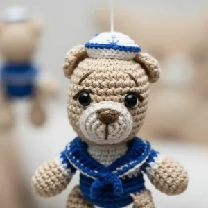 Móbile Urso Marinheiro em Amigurumi - Artesanato e Personalizados