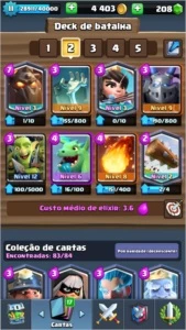 Xp11Arena 12 com 14 lendarias 2 nv3 e 5nv2 - Clash Royale