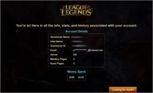 CONTA LEAGUE OF LEGENDS LOL