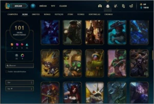 Conta bronze 3 com 101 skins e 150 champs (criada em 2012) - League of Legends LOL