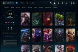 Conta bronze 3 com 101 skins e 150 champs (criada em 2012) - League of Legends LOL