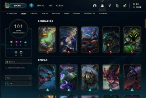 Conta bronze 3 com 101 skins e 150 champs (criada em 2012) - League of Legends LOL