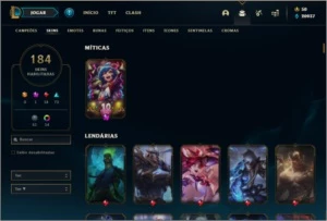 Conta platina 4 com TODOS os champs e 184 skins +20k de EA - League of Legends LOL