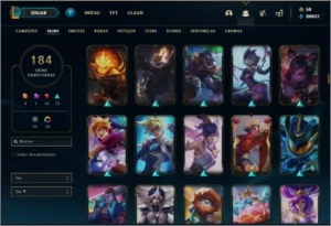 Conta platina 4 com TODOS os champs e 184 skins +20k de EA - League of Legends LOL
