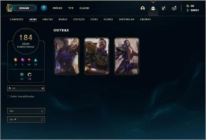 Conta platina 4 com TODOS os champs e 184 skins +20k de EA - League of Legends LOL
