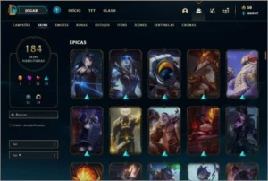 Conta platina 4 com TODOS os champs e 184 skins +20k de EA - League of Legends LOL