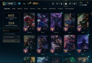 Diamante 1 com TODOS os Champs e 84 Skins ( 75 PDL ) - League of Legends LOL