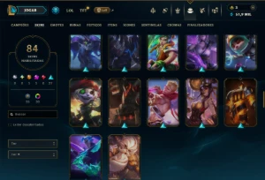 Diamante 1 com TODOS os Champs e 84 Skins ( 75 PDL ) - League of Legends LOL