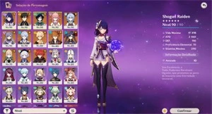 AR 58 - 14 Personagens T5 / 8 Armas T5 - Endgame - Genshin Impact