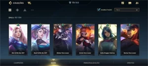 WILD RIFT 73 SKINS MESTRE; 1055WC; PASSE ON; {8 LENDÁRIAS} - League of Legends: Wild Rift LOL WR
