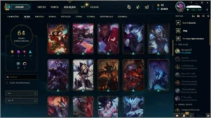 CONTA PRATA 2 COM 111 CAMPEOES E 64 SKINS - League of Legends LOL