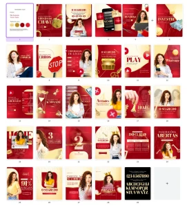 Pack Canva Marketing Digital Dourado e Vermelho Vol 2 - Serviços Digitais