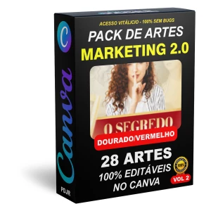 Pack Canva Marketing Digital Dourado e Vermelho Vol 2 - Serviços Digitais