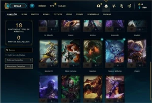Conta ouro 1 com 24 Champs e 1 skin + 1 Fragmento Ultimate - League of Legends LOL